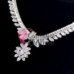 Colier cu cercei AS04GG Argintiu cu cristale din Zircon